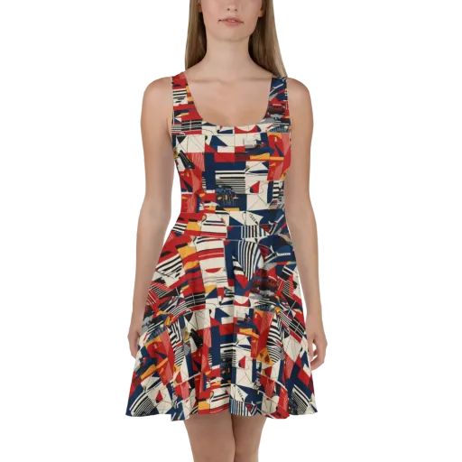 Redline Geometry on Skater Dress