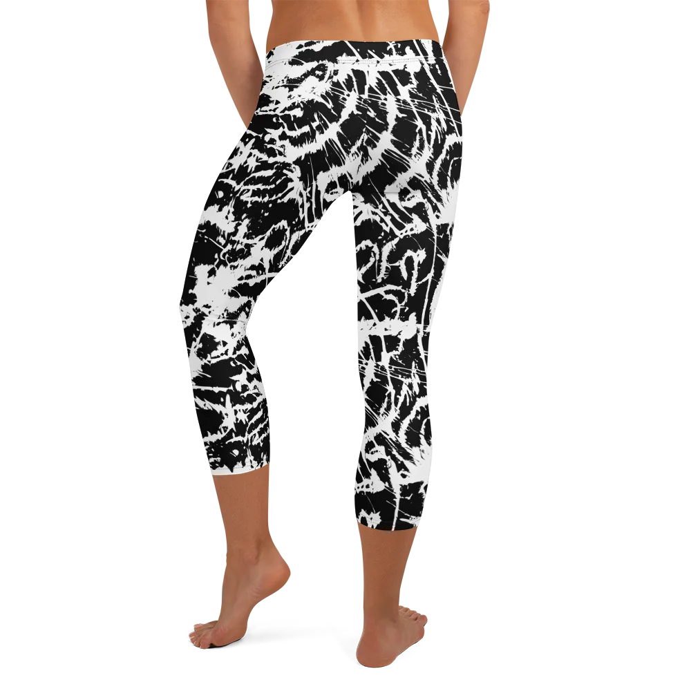 Monochrome Wild on Capri Leggings — Back