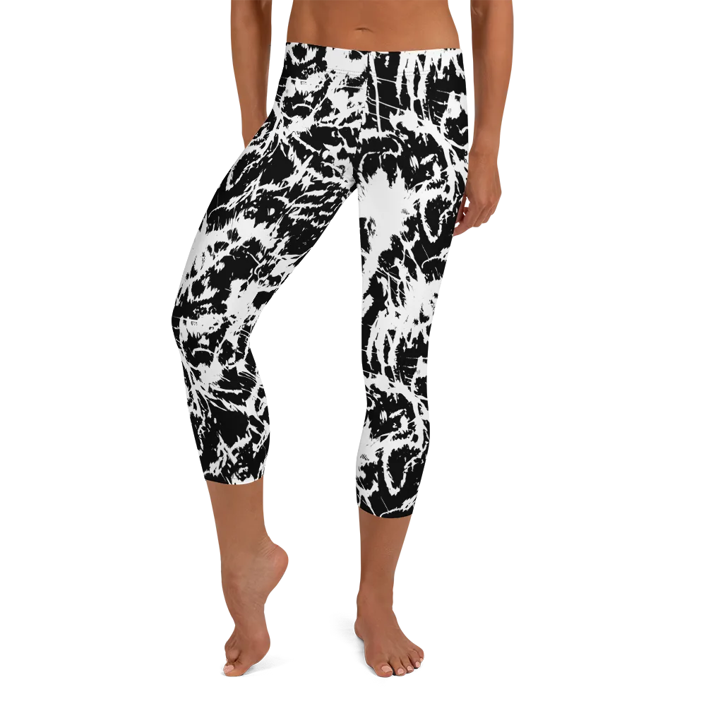 Monochrome Wild on Capri Leggings — Front