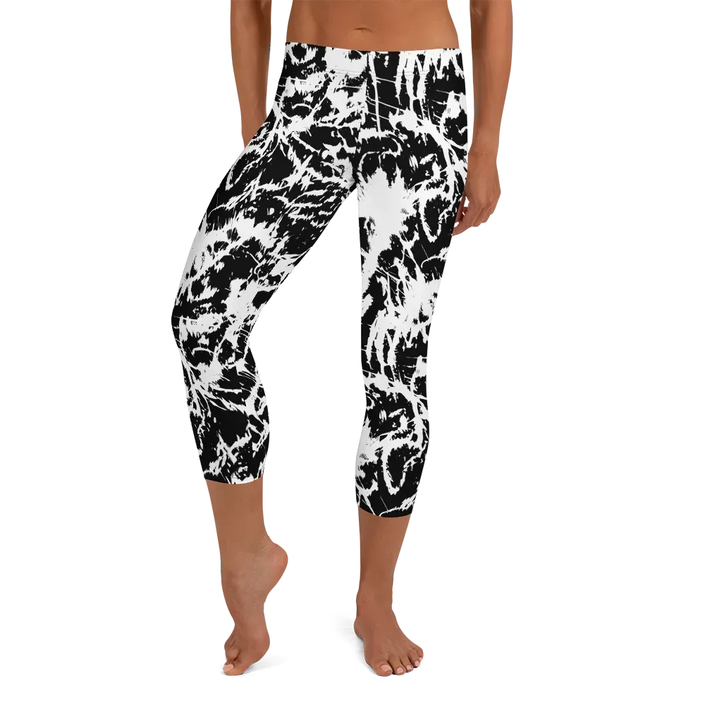Monochrome Wild on Capri Leggings — Front