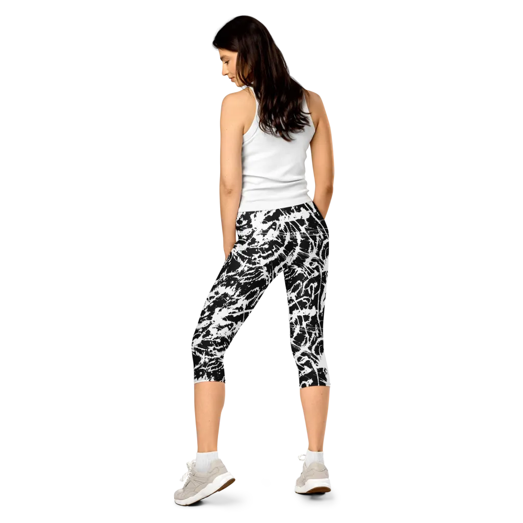 Monochrome Wild on Capri Leggings — Back