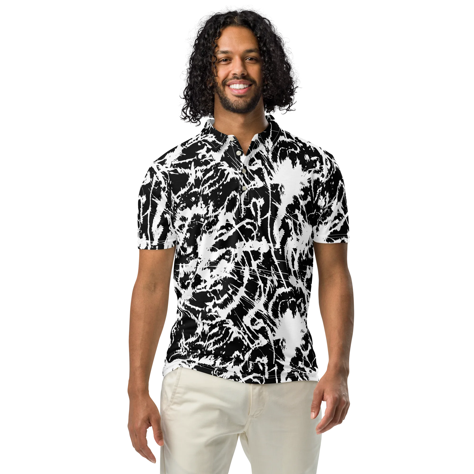 Monochrome Wild on Men's Slim Fit Polo Shirt — Front
