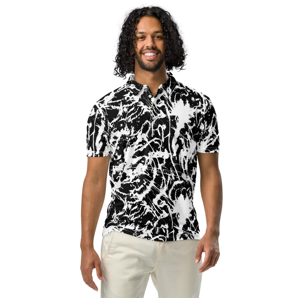 Monochrome Wild on Men's Slim Fit Polo Shirt — Front