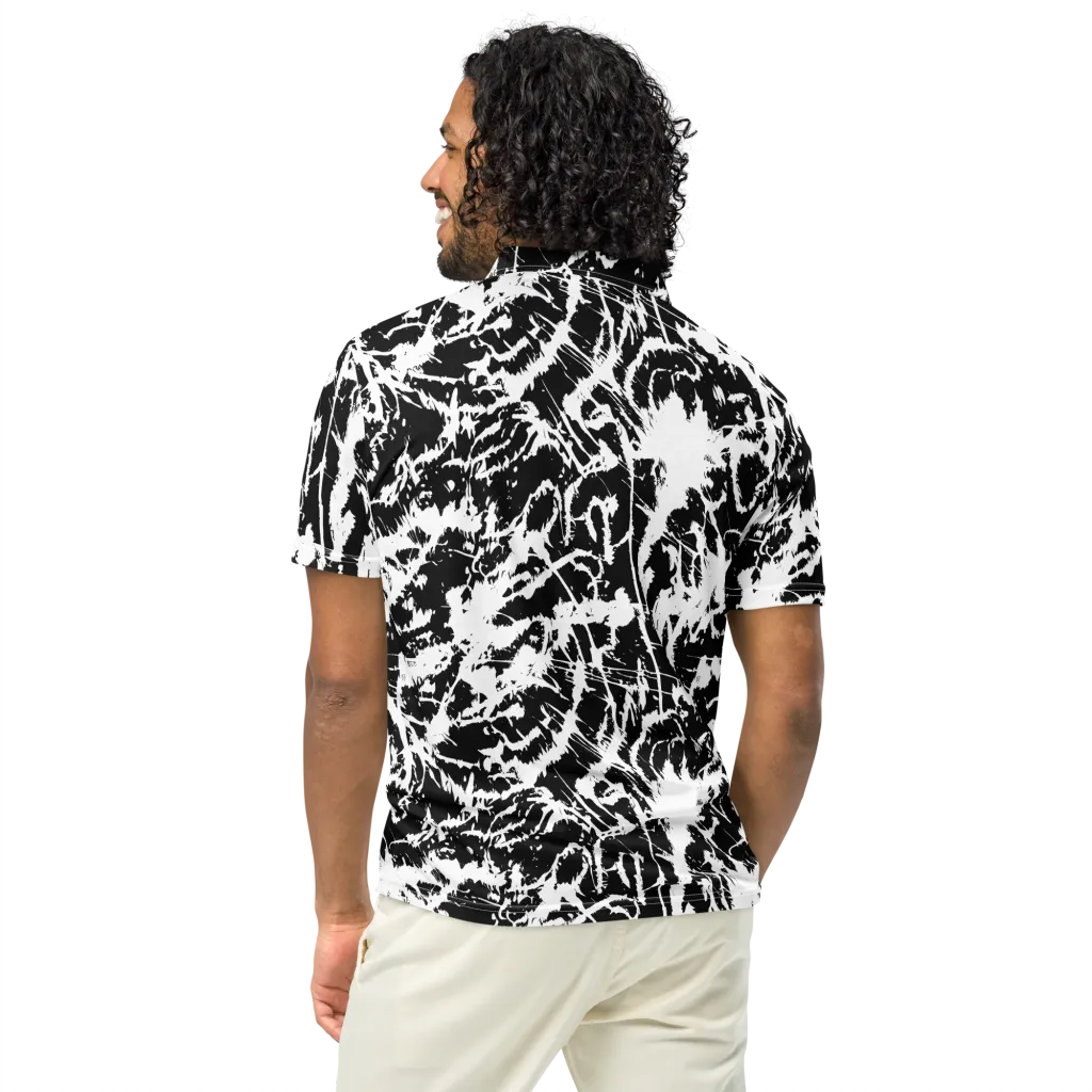Monochrome Wild on Men's Slim Fit Polo Shirt — Back