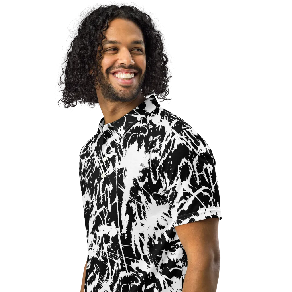 Monochrome Wild on Men's Slim Fit Polo Shirt — Left Front