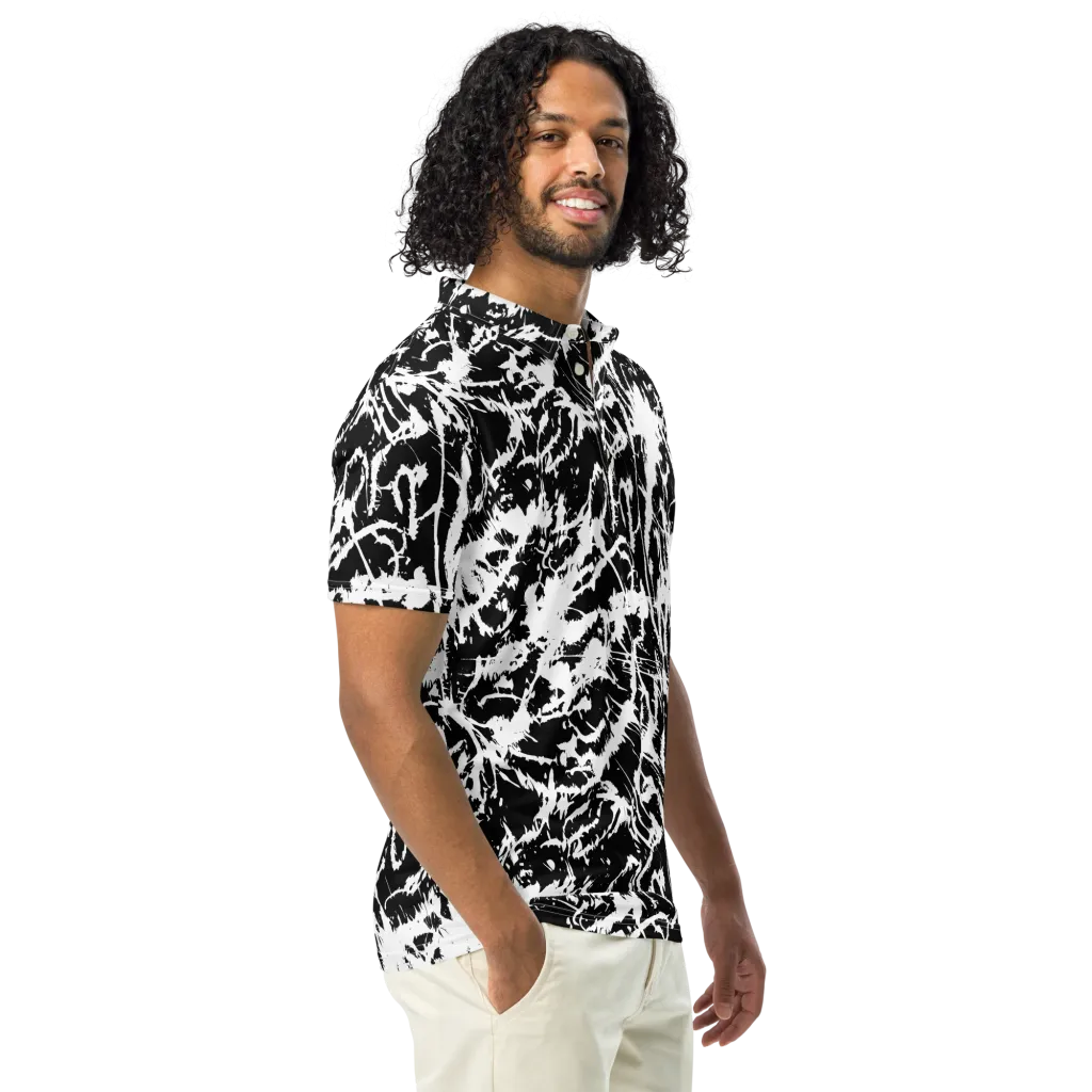 Monochrome Wild on Men's Slim Fit Polo Shirt — Right Front