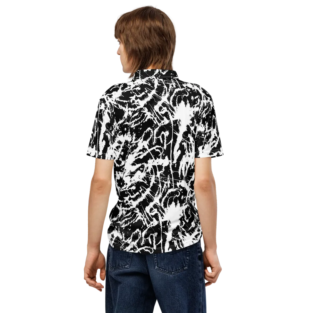 Monochrome Wild on Men's Slim Fit Polo Shirt — Back