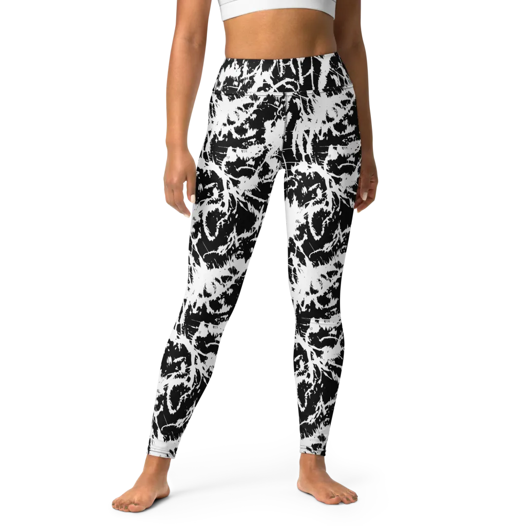Monochrome Wild on Yoga Leggings — Front