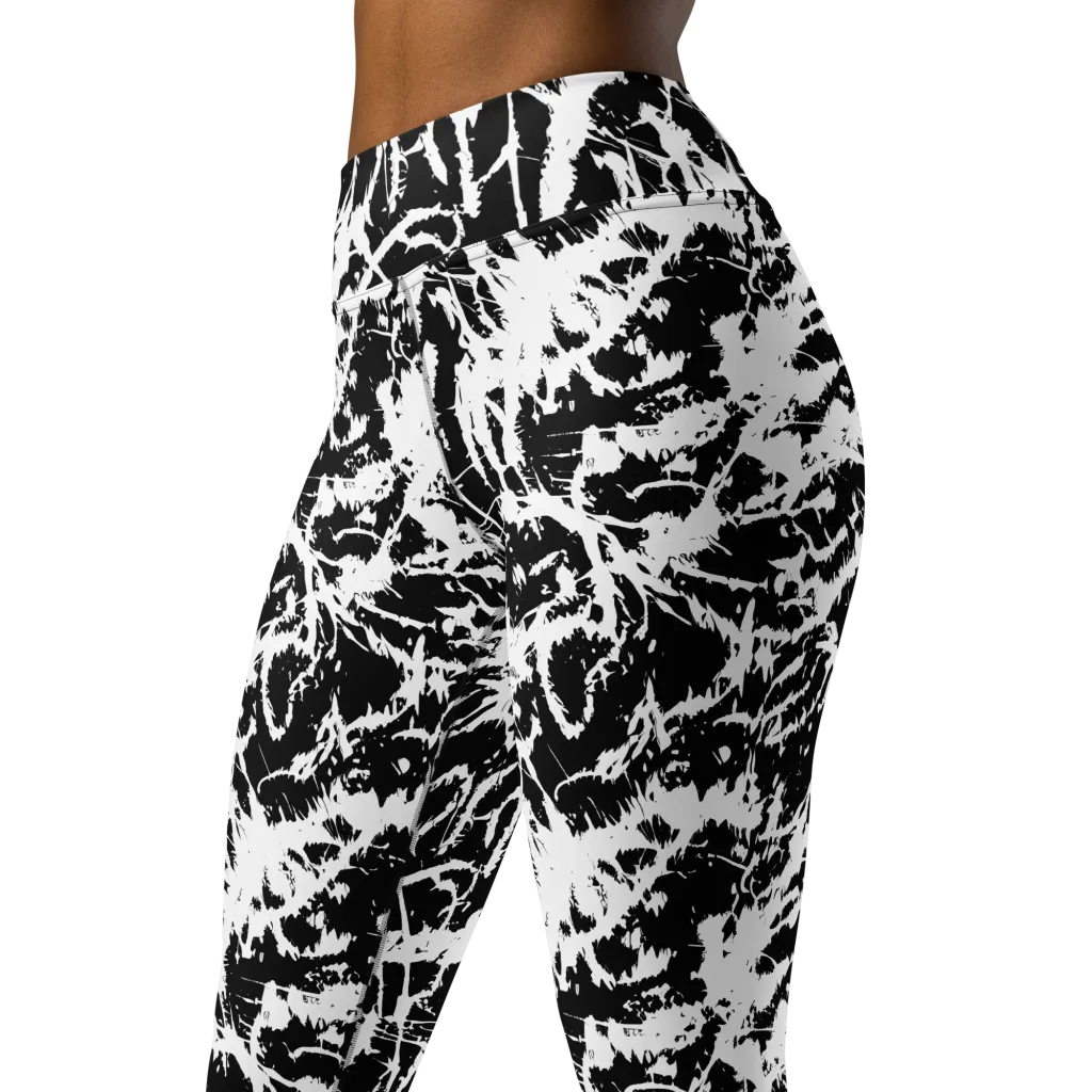 Monochrome Wild on Yoga Leggings — Left Front