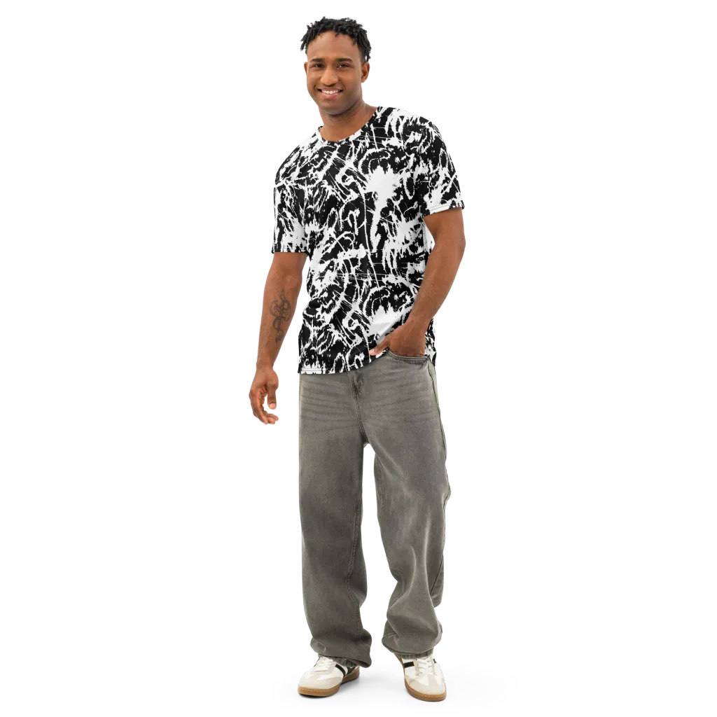 Monochrome Wild on Men's Cotton Crew Neck T-Shirt — Front