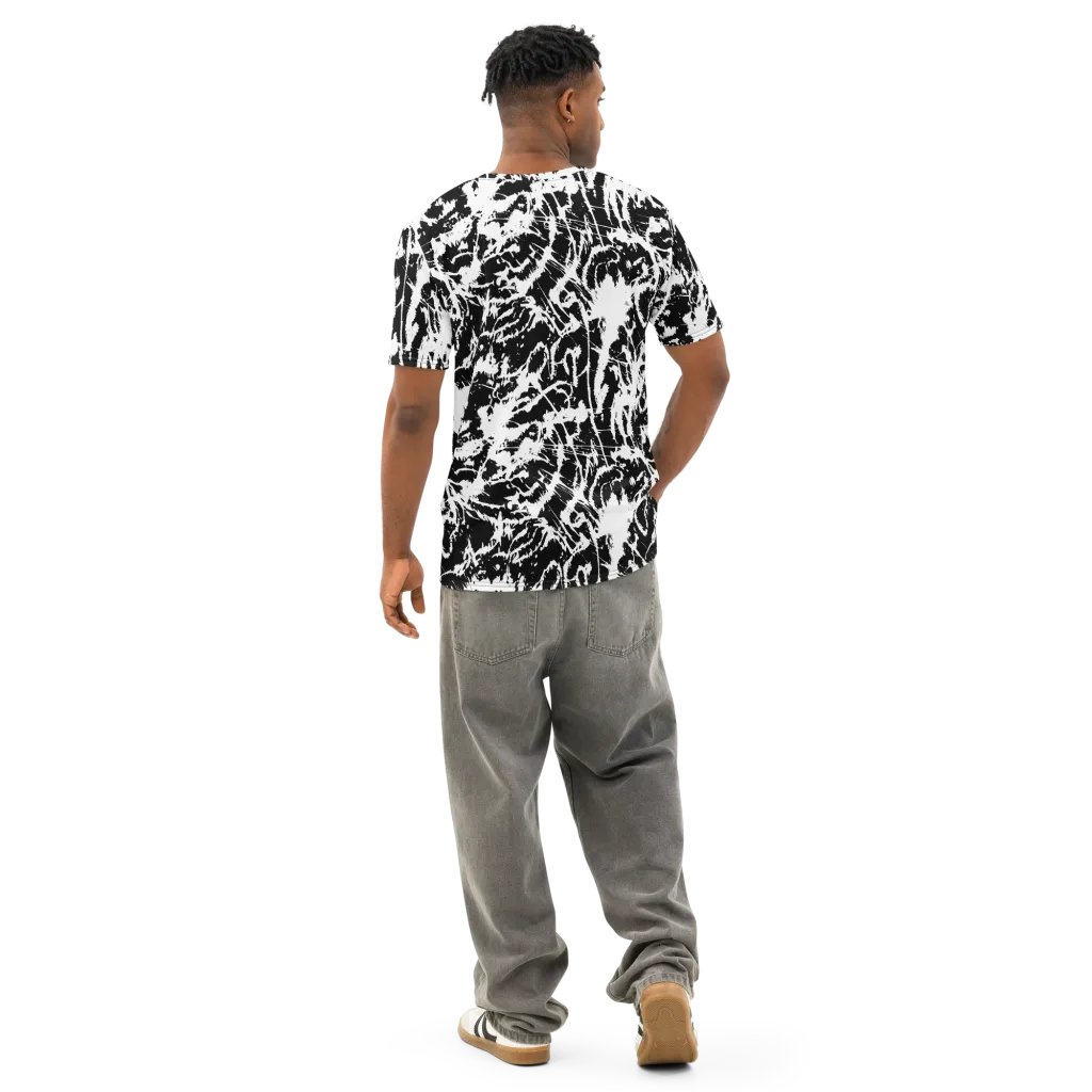 Monochrome Wild on Men's Cotton Crew Neck T-Shirt — Back