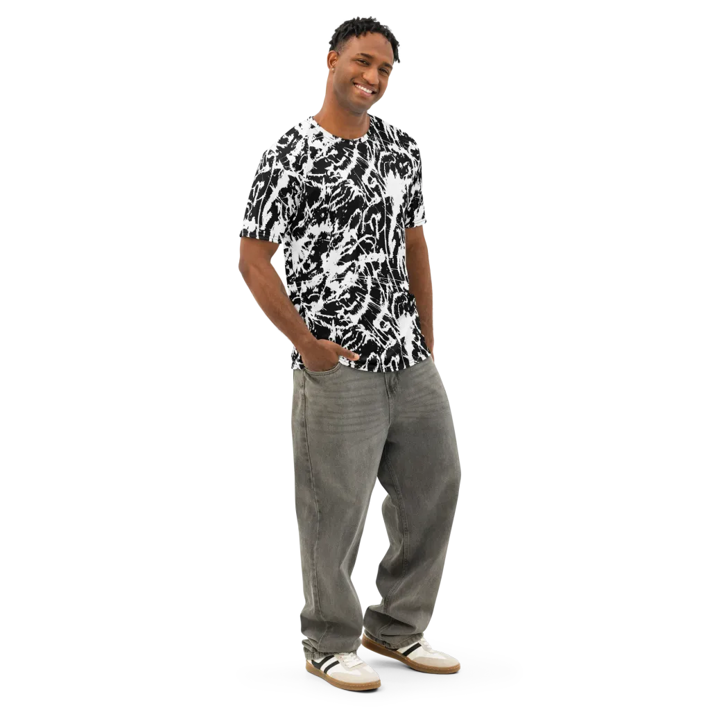 Monochrome Wild on Men's Cotton Crew Neck T-Shirt — Right Front