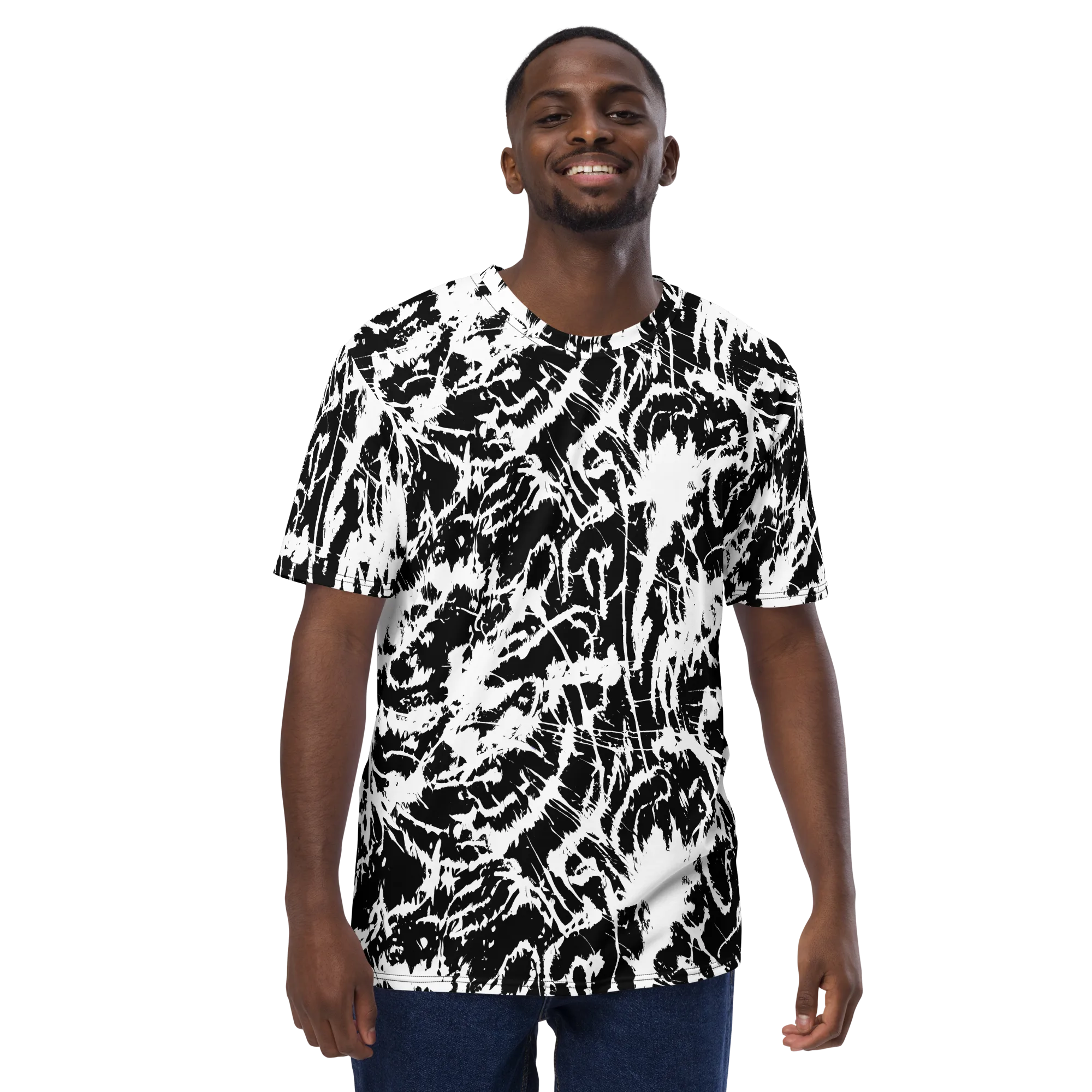 Monochrome Wild on Men's Crew Neck T-Shirt — Front