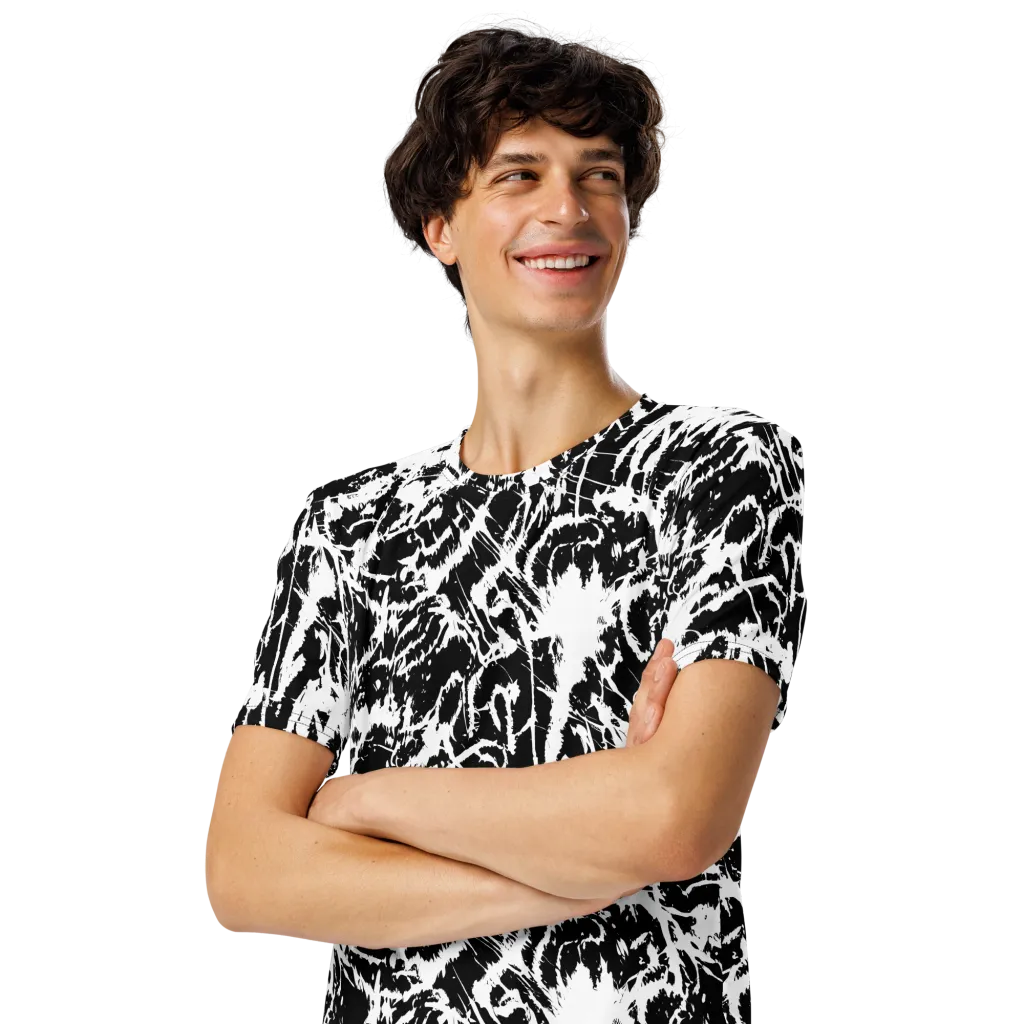 Monochrome Wild on Men's Crew Neck T-Shirt — Left Front