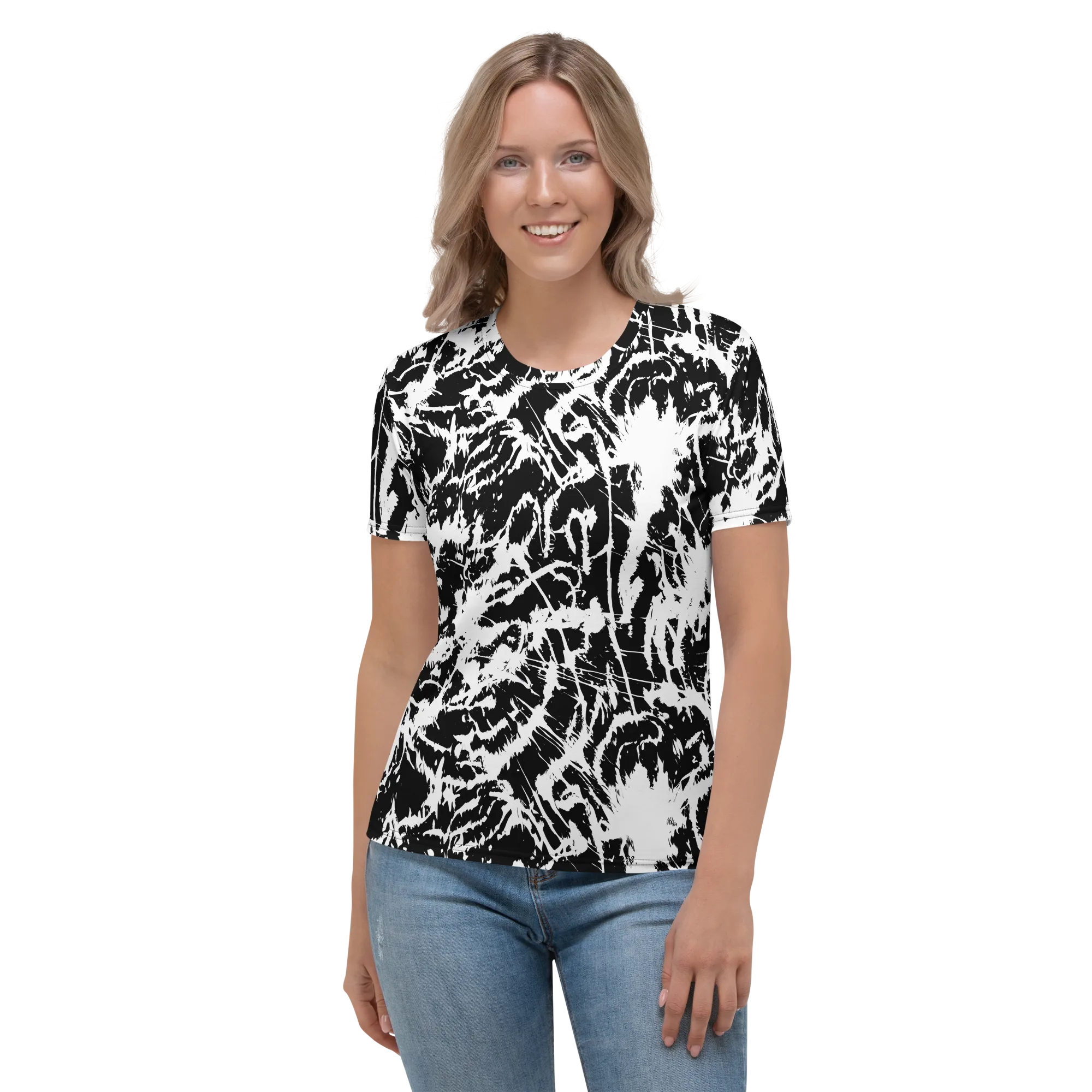 Monochrome Wild on Women's Crew Neck T-Shirt — Front