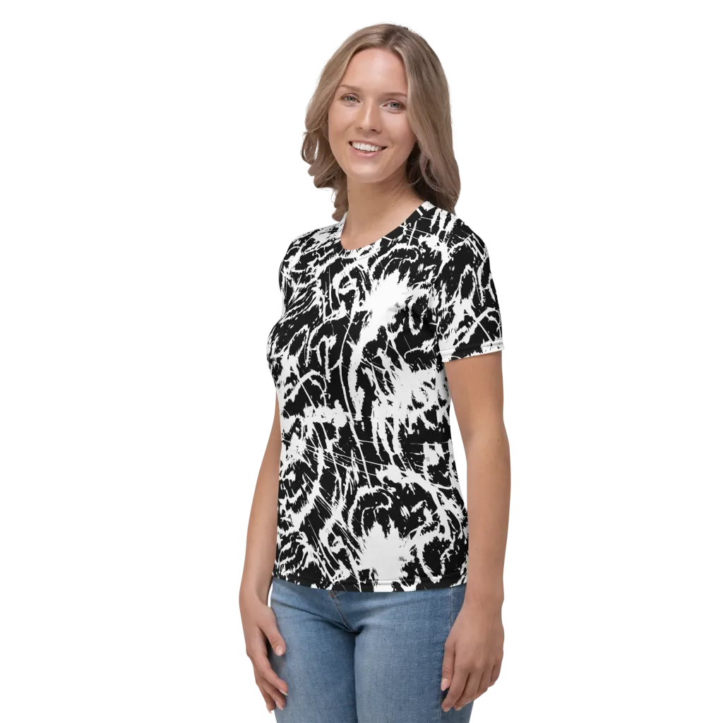 Monochrome Wild on Women's Crew Neck T-Shirt — Left