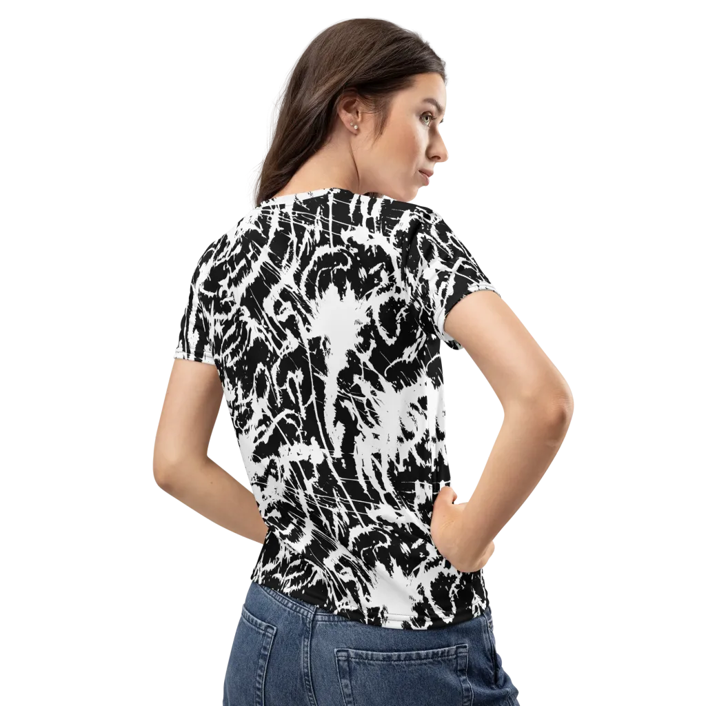Monochrome Wild on Women's Crew Neck T-Shirt — Back