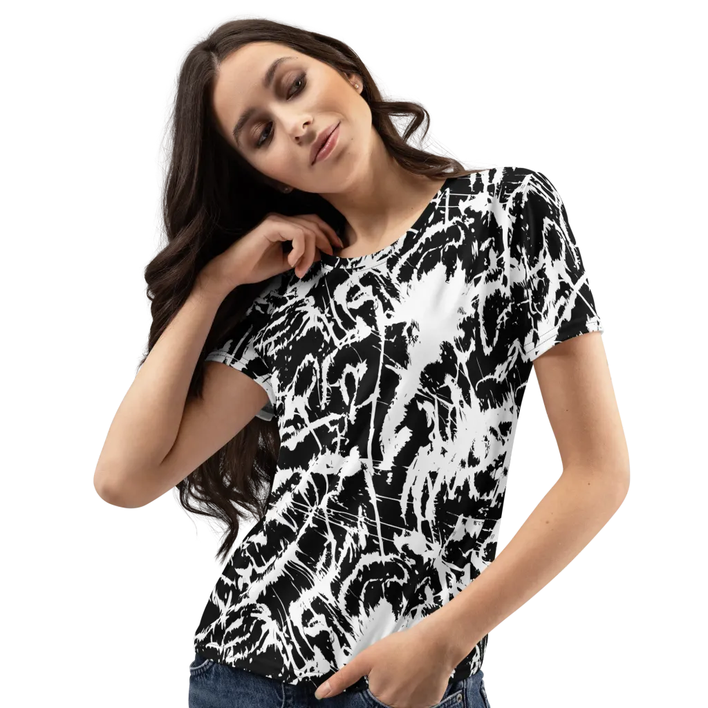 Monochrome Wild on Women's Crew Neck T-Shirt — Left Front