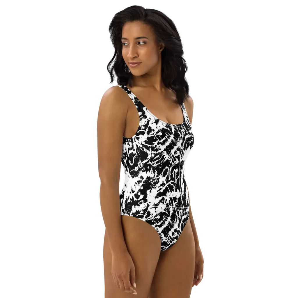 Monochrome Wild on One-Piece Swimsuit — Right
