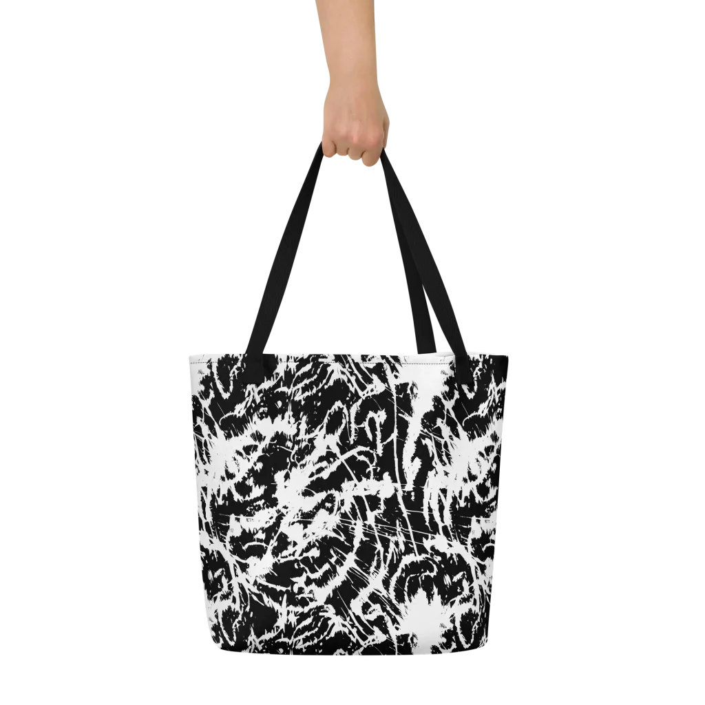 Monochrome Wild on Large Tote Bag W/ Pocket — Front