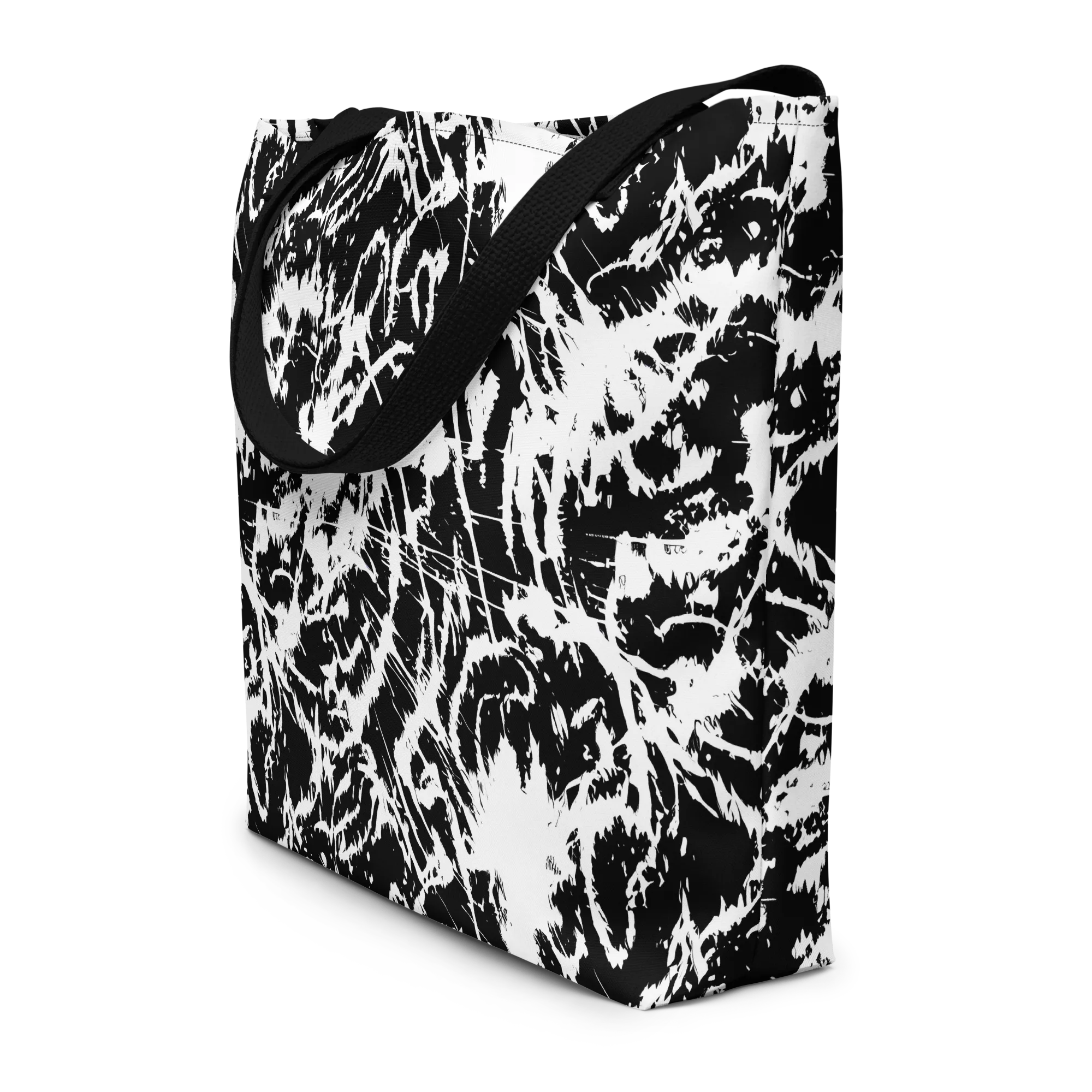 Monochrome Wild on Large Tote Bag W/ Pocket — Front