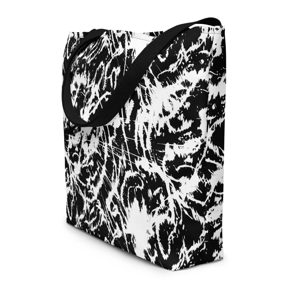 Monochrome Wild on Large Tote Bag W/ Pocket — Front