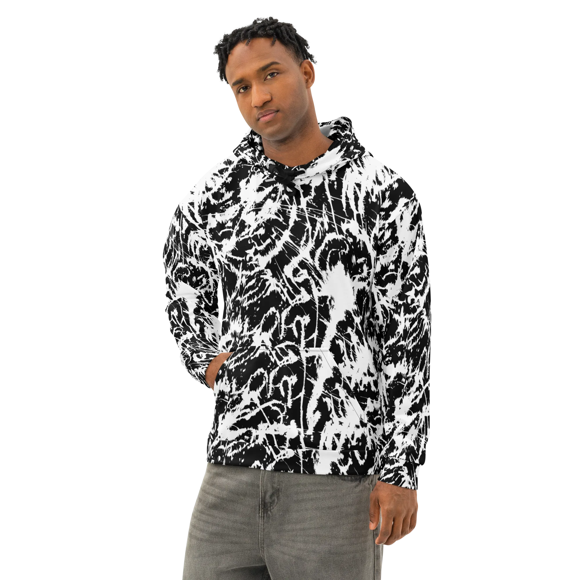 Monochrome Wild on Cotton Hoodie — Left Front