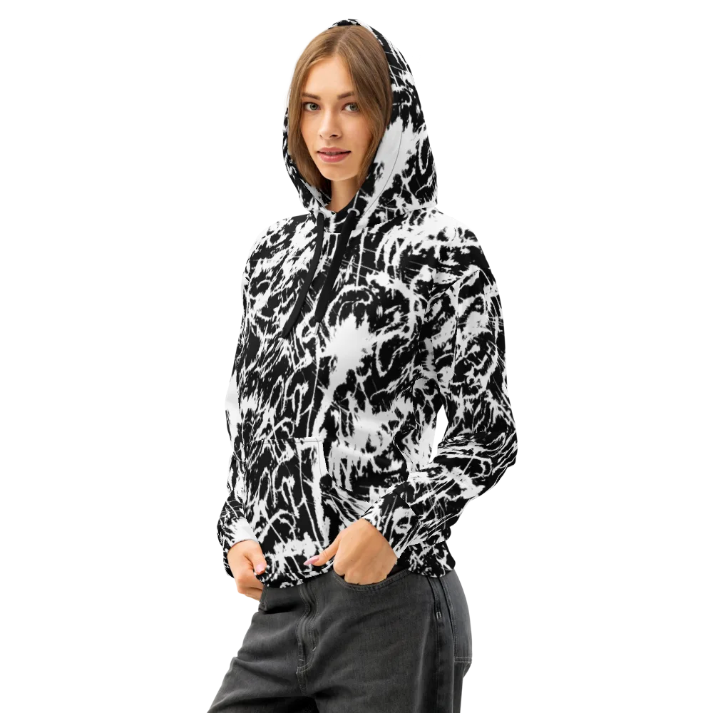 Monochrome Wild on Cotton Hoodie — Left Front