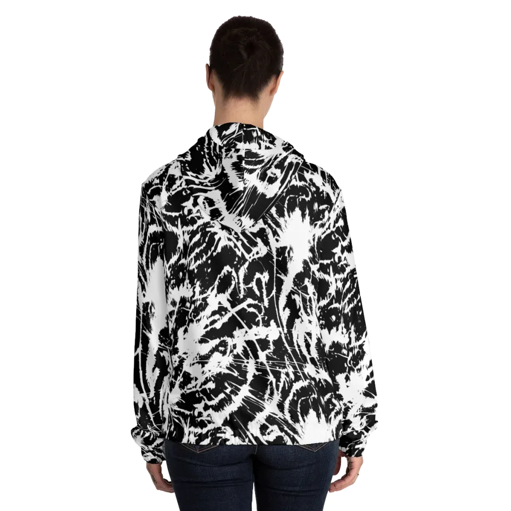 Monochrome Wild on Women's Full-Zip Hoodie — Back On Person
