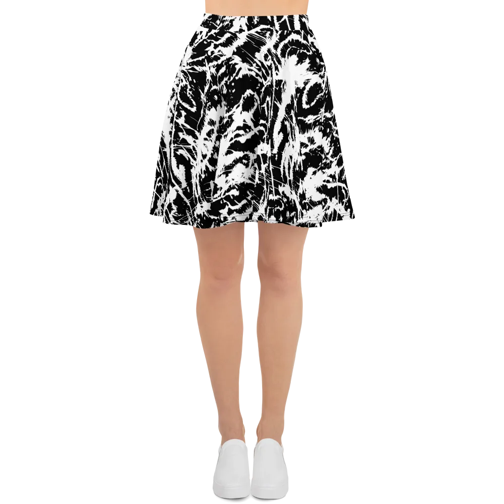 Monochrome Wild on Skater Skirt — Front