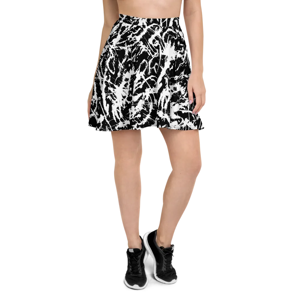 Monochrome Wild on Skater Skirt — Front