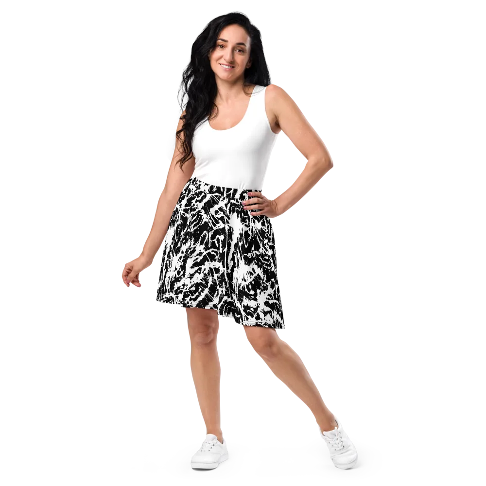 Monochrome Wild on Skater Skirt — Front