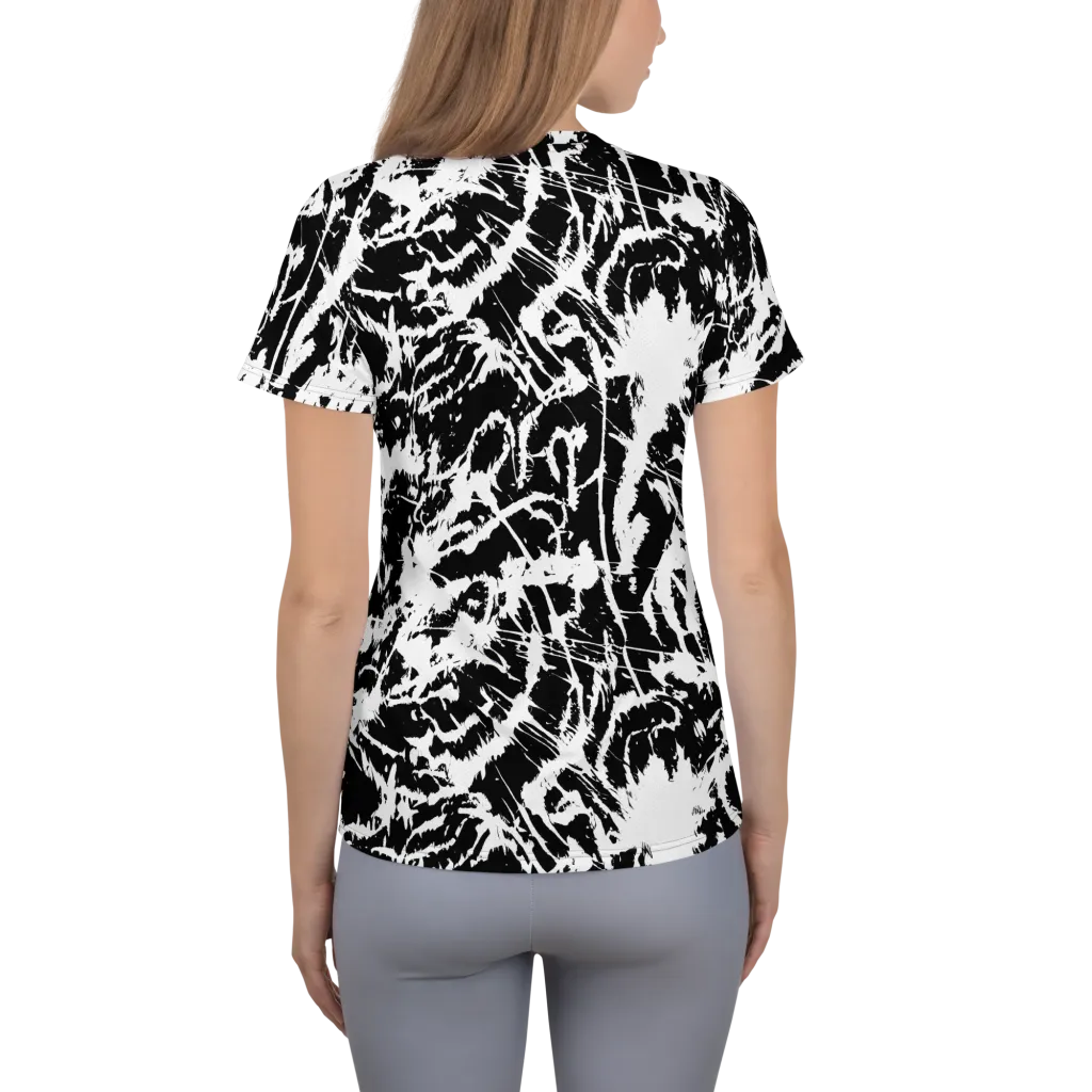 Monochrome Wild on Women's Athletic T-Shirt — Back