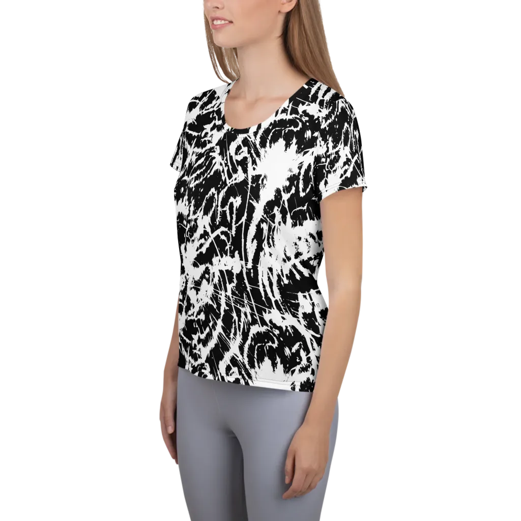 Monochrome Wild on Women's Athletic T-Shirt — Left