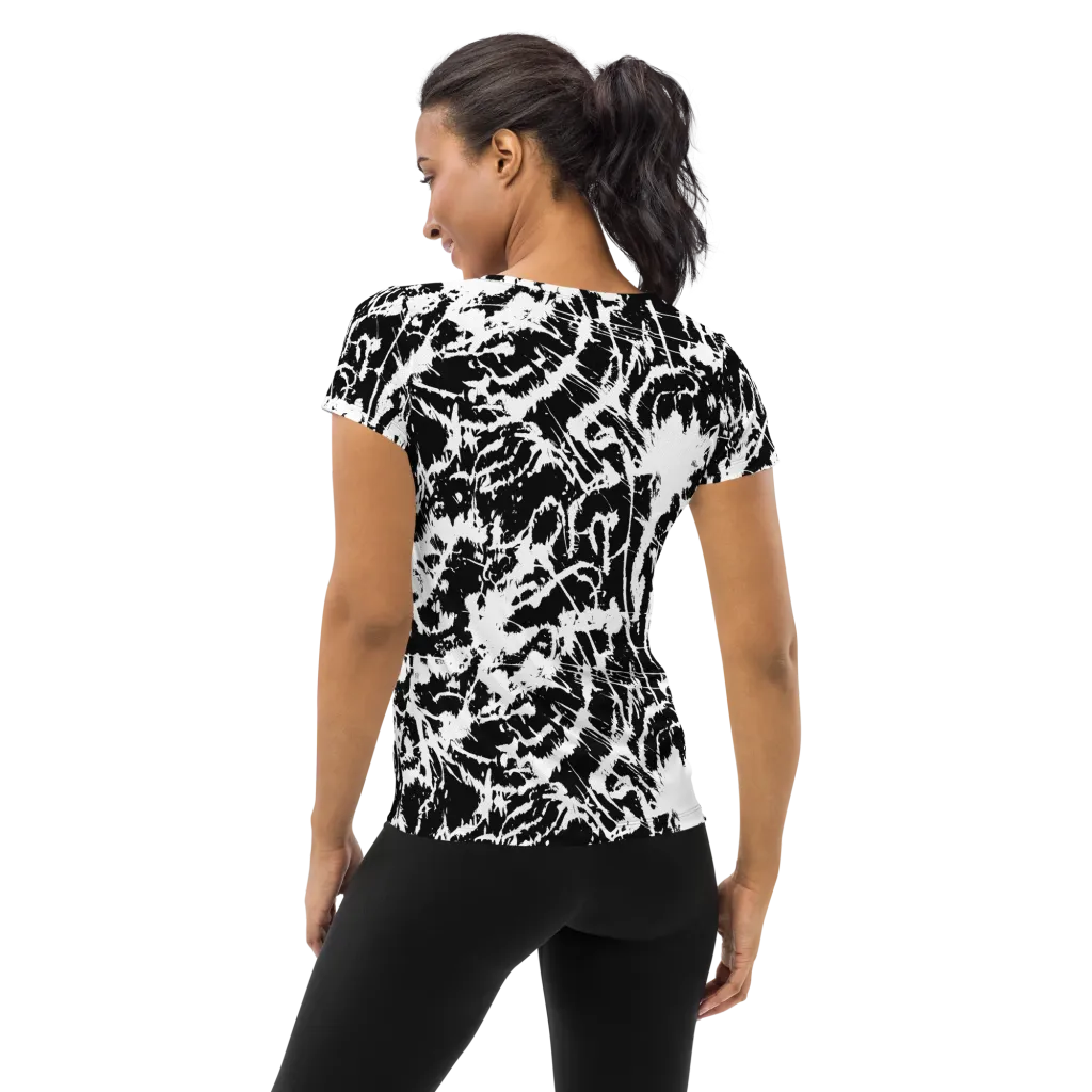 Monochrome Wild on Women's Athletic T-Shirt — Back