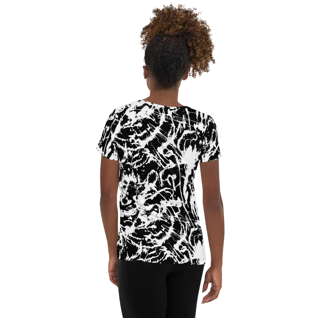 Monochrome Wild on Women's Athletic T-Shirt — Back