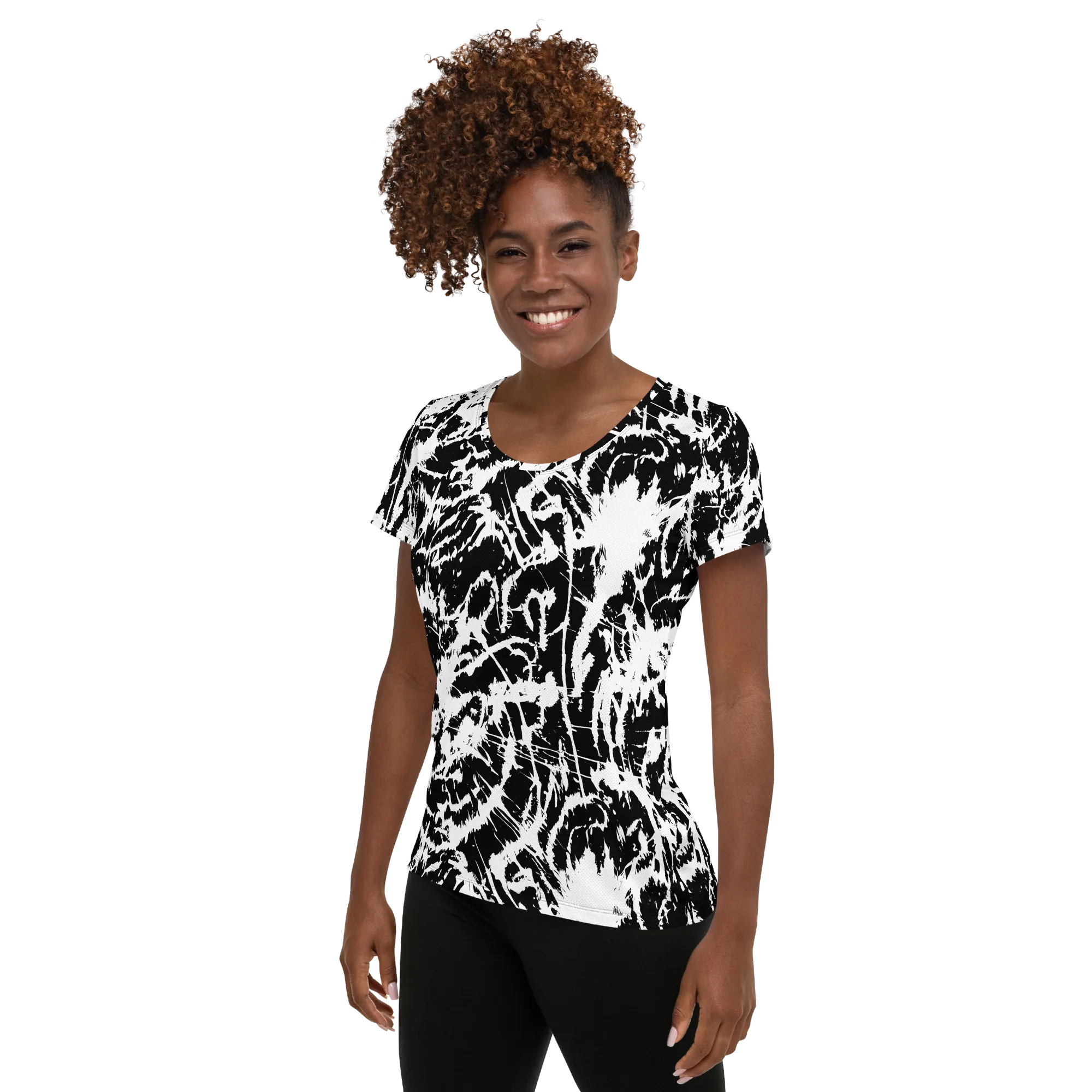 Monochrome Wild on Women's Athletic T-Shirt — Left