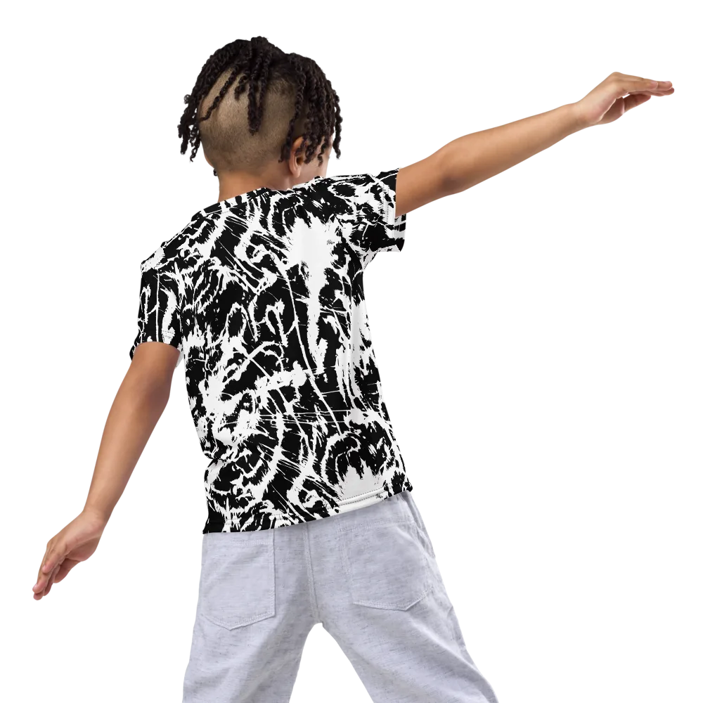 Monochrome Wild on Kids Crew Neck T-Shirt — Back