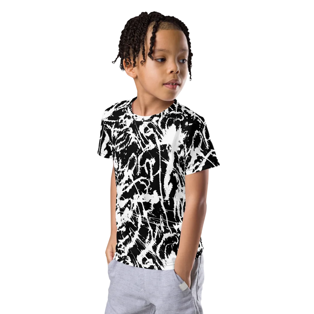 Monochrome Wild on Kids Crew Neck T-Shirt — Left Front