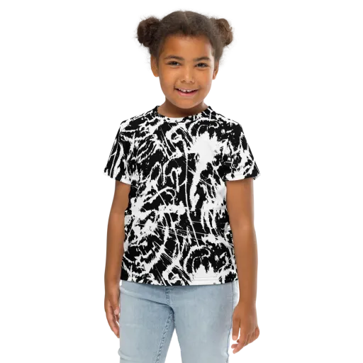 Monochrome Wild on a Kids Crew Neck T-Shirt