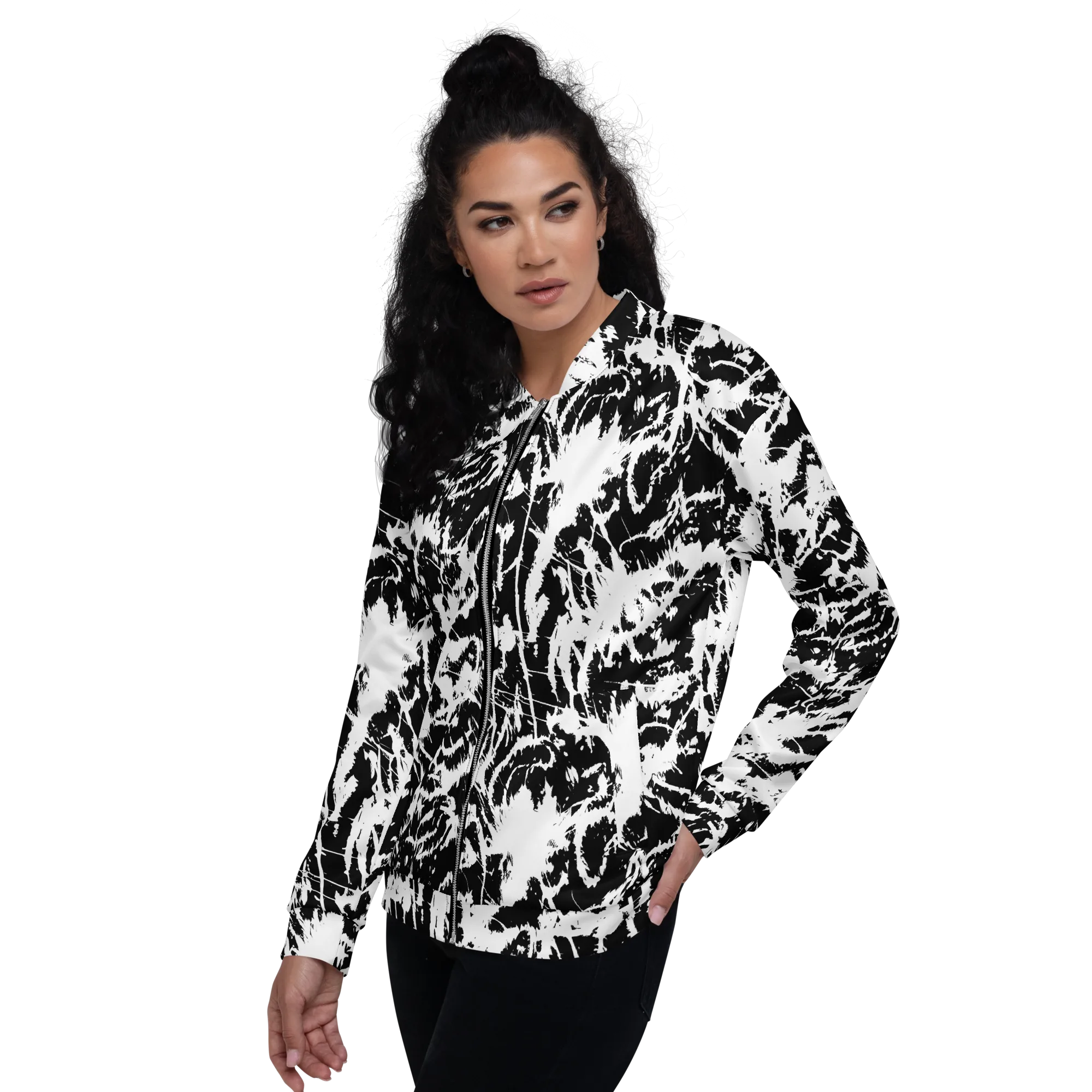 Monochrome Wild on Bomber Jacket — Left