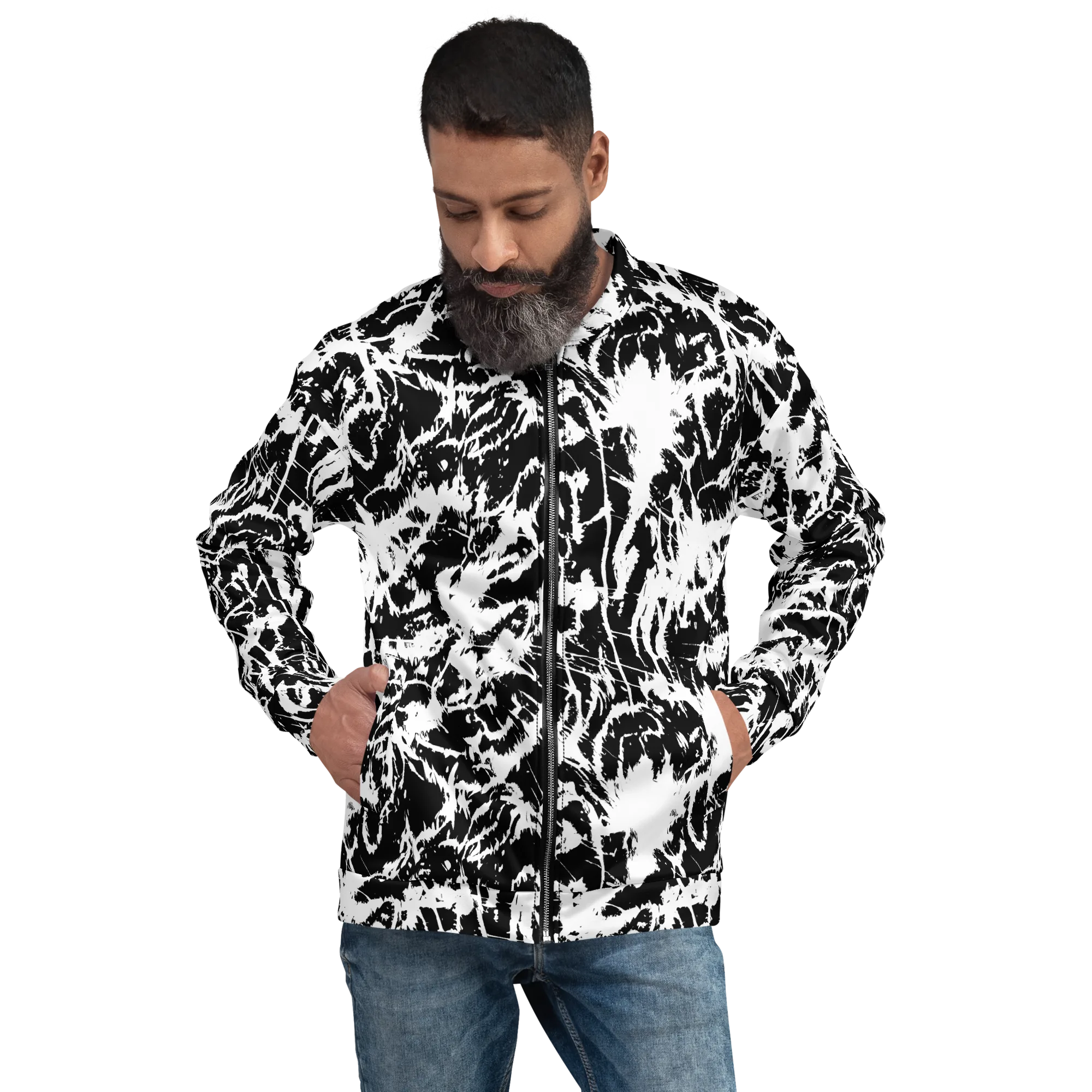 Monochrome Wild on Bomber Jacket — Front