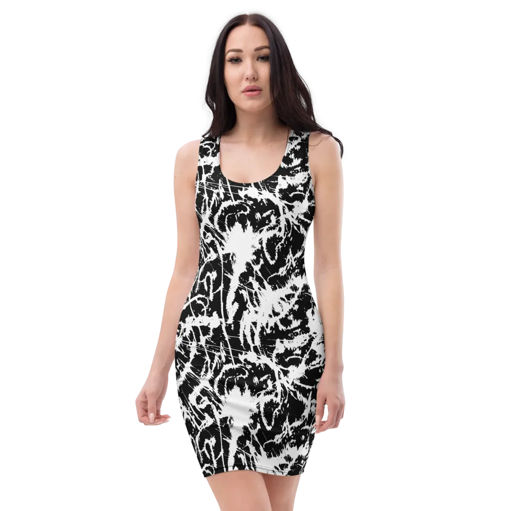 Monochrome Wild on Bodycon Dress — Front