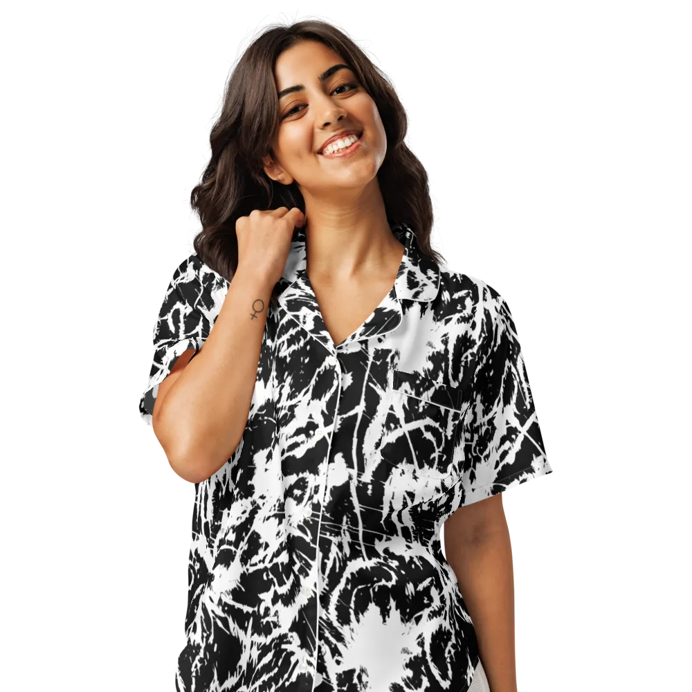 Monochrome Wild on Women's Short Sleeve Pajama Top — Front