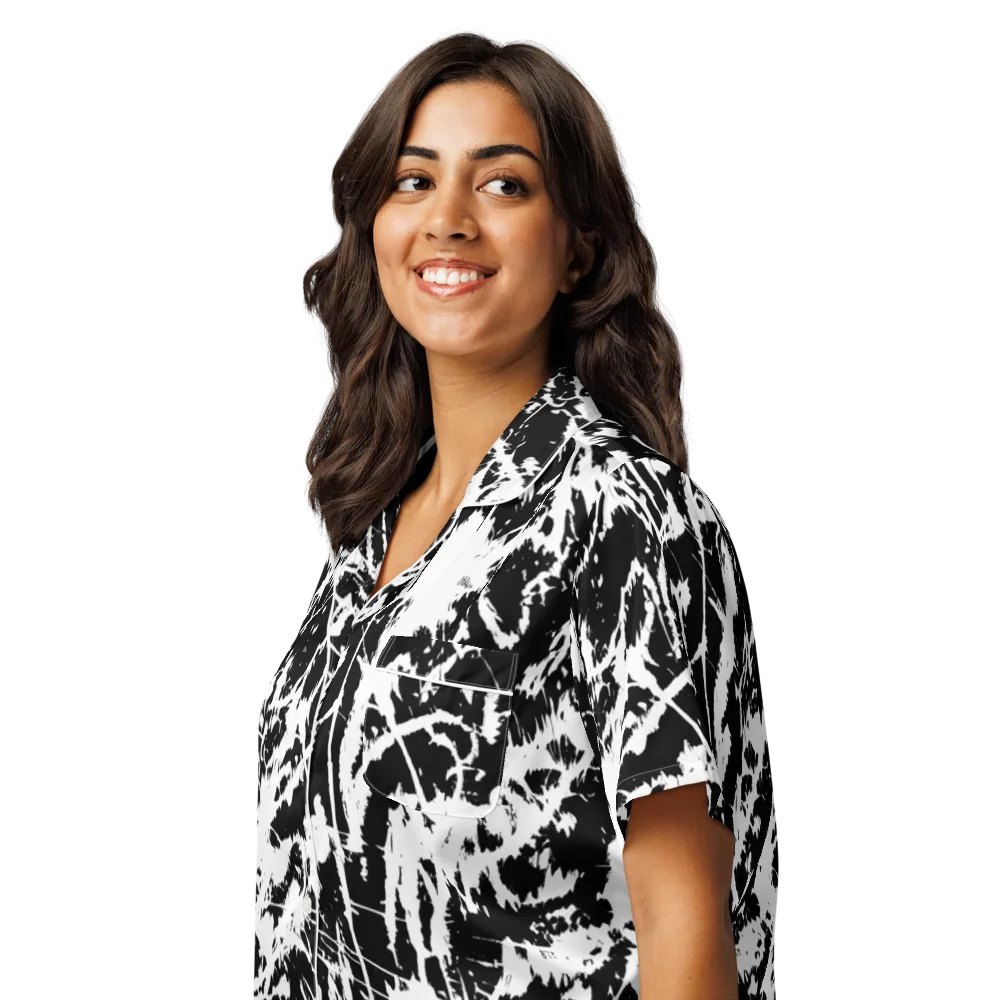 Monochrome Wild on Women's Short Sleeve Pajama Top — Left Front