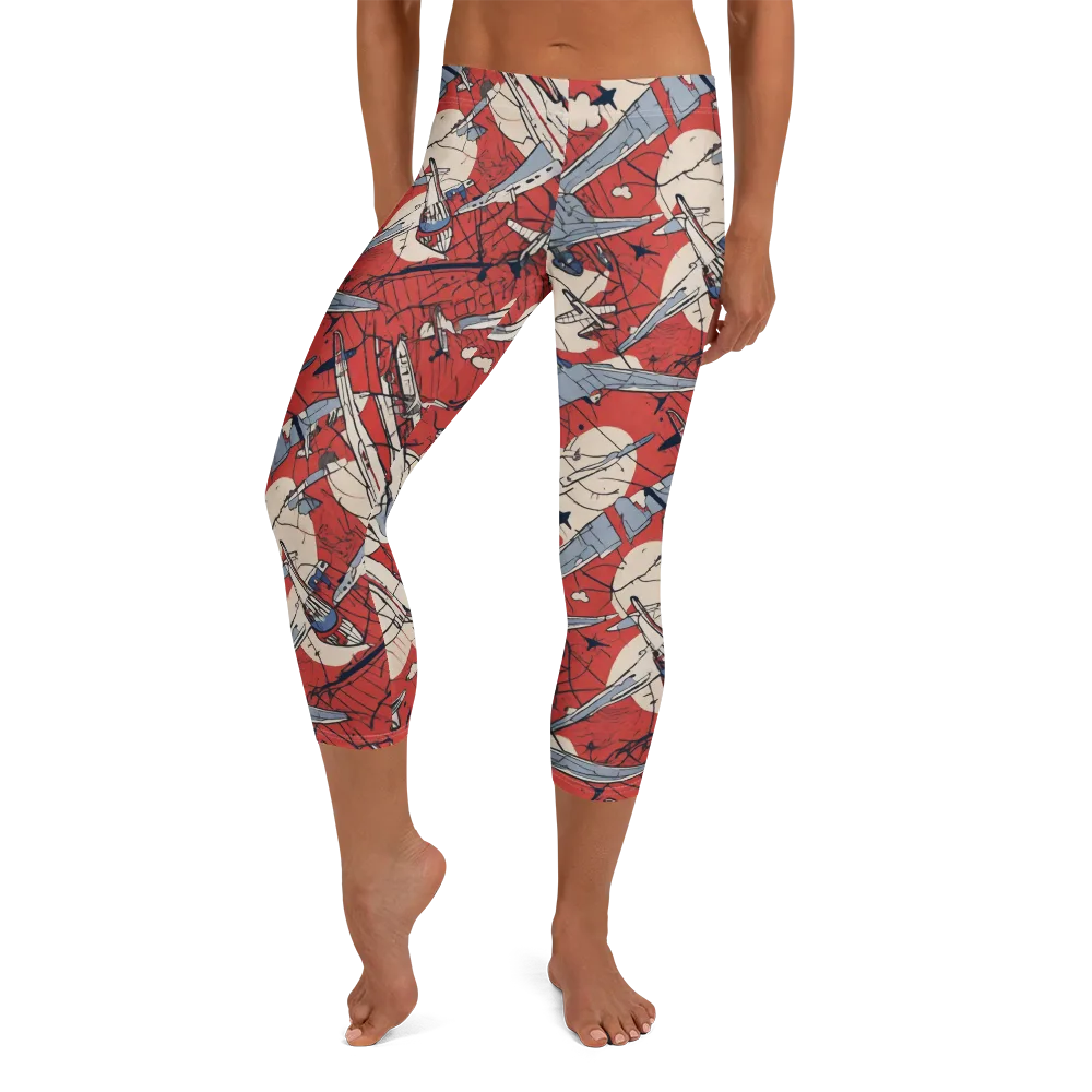 Redline Squadron on Capri Leggings — Front