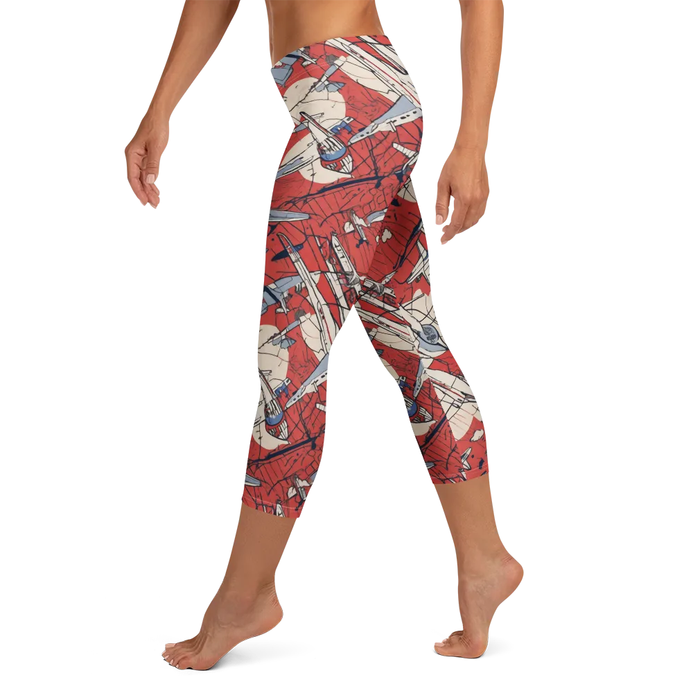 Redline Squadron on Capri Leggings — Left