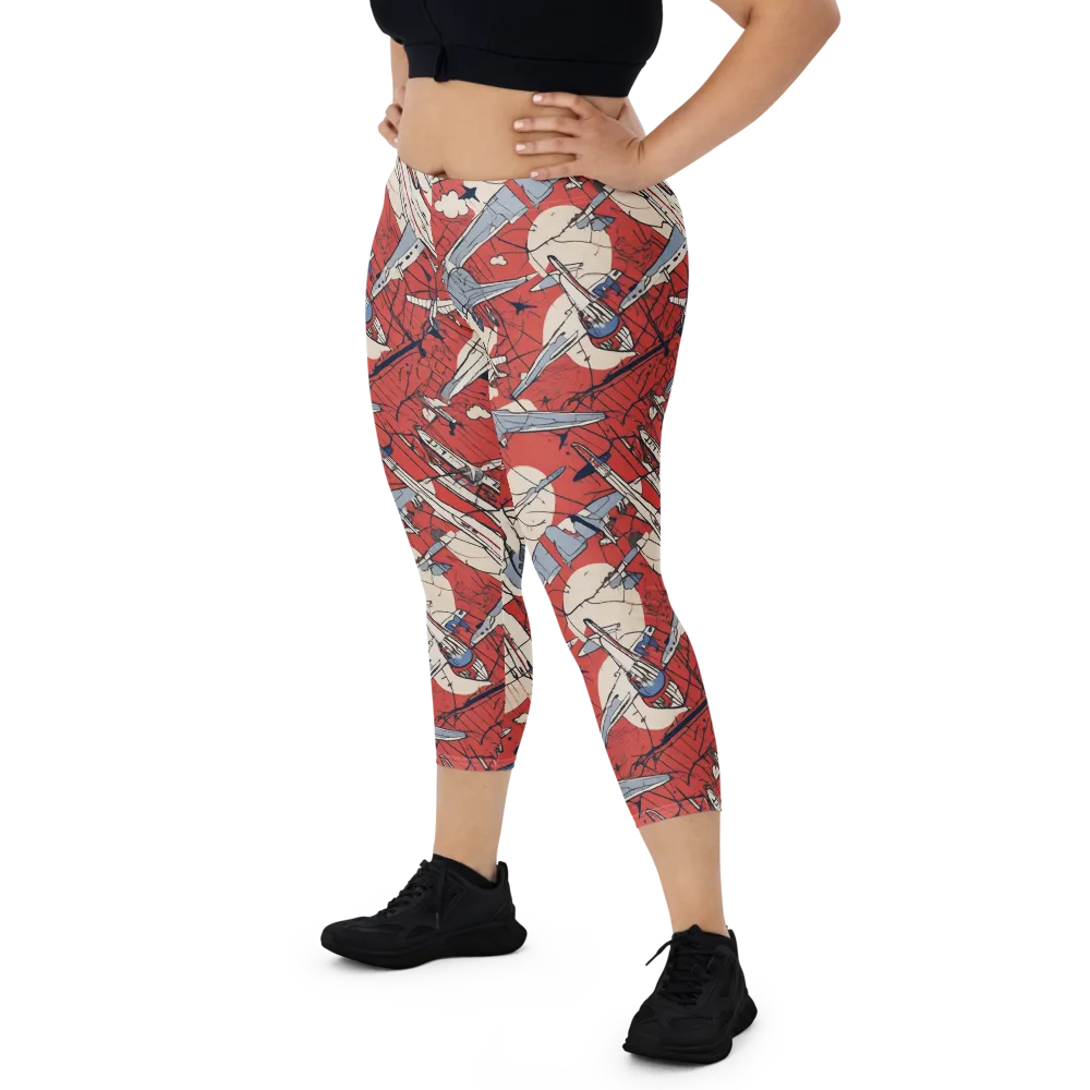 Redline Squadron on Capri Leggings — Front