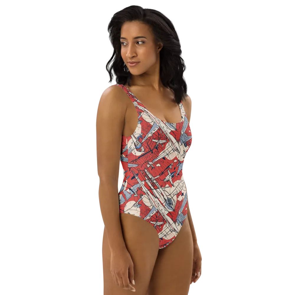 Redline Squadron on One-Piece Swimsuit — Right
