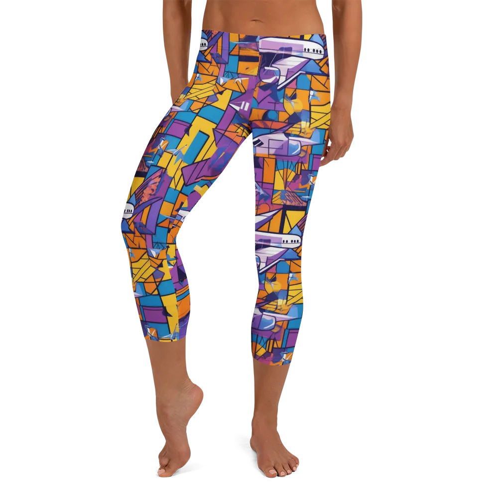 Jetstream Mosaic on Capri Leggings — Front